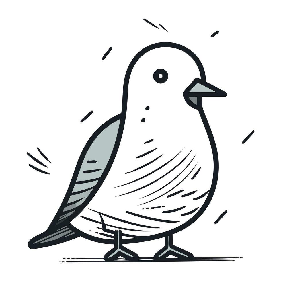 Dove doodle icon. Vector illustration of a dove.