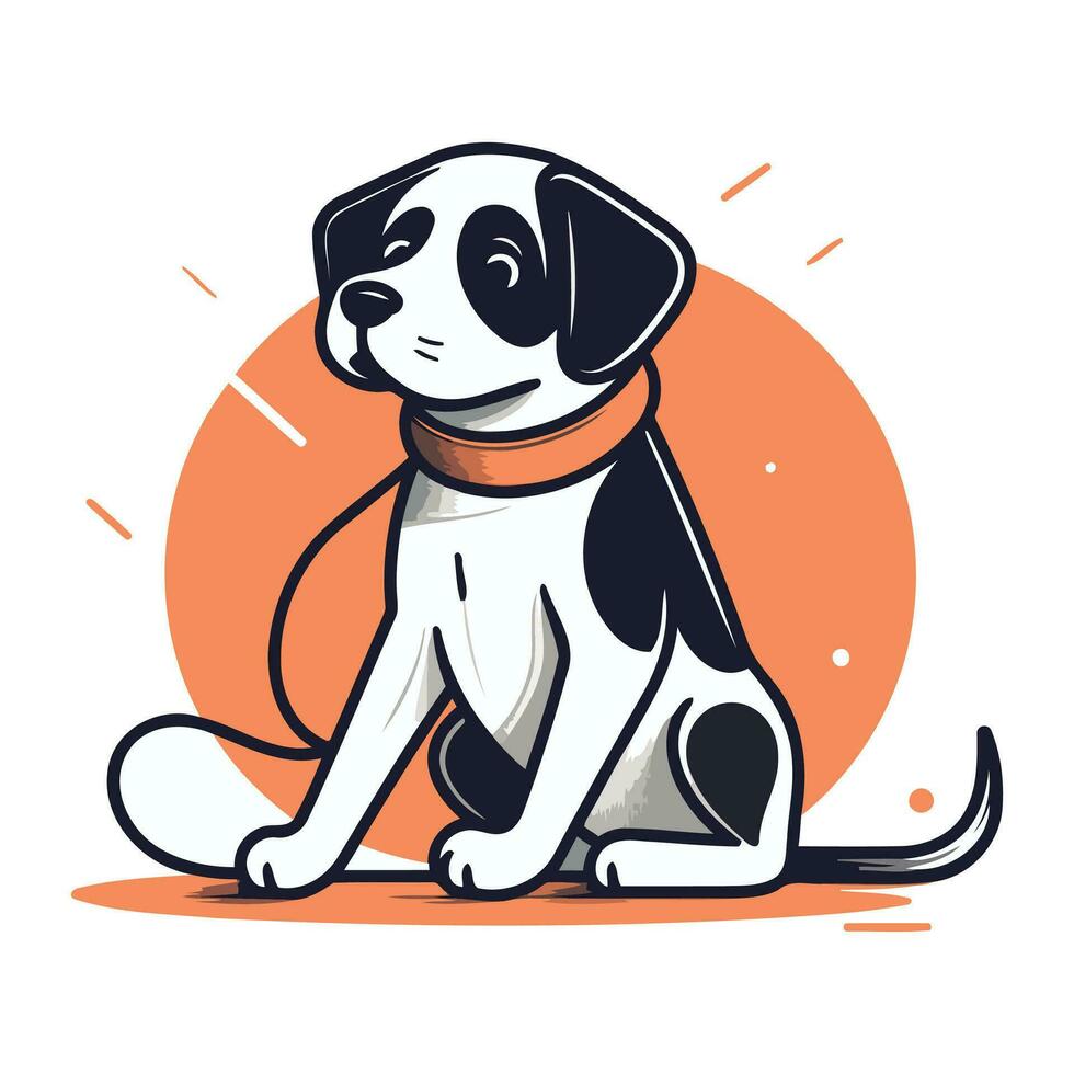 Cute dog sitting and waiting. Vector illustration in cartoon style.