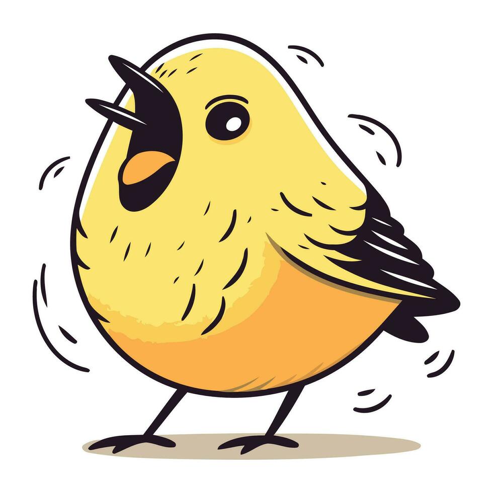 vector ilustración de un linda pequeño amarillo pájaro en un blanco antecedentes.