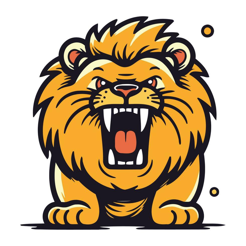 Angry lion mascot. Vector illustration for t shirt. poster and other uses