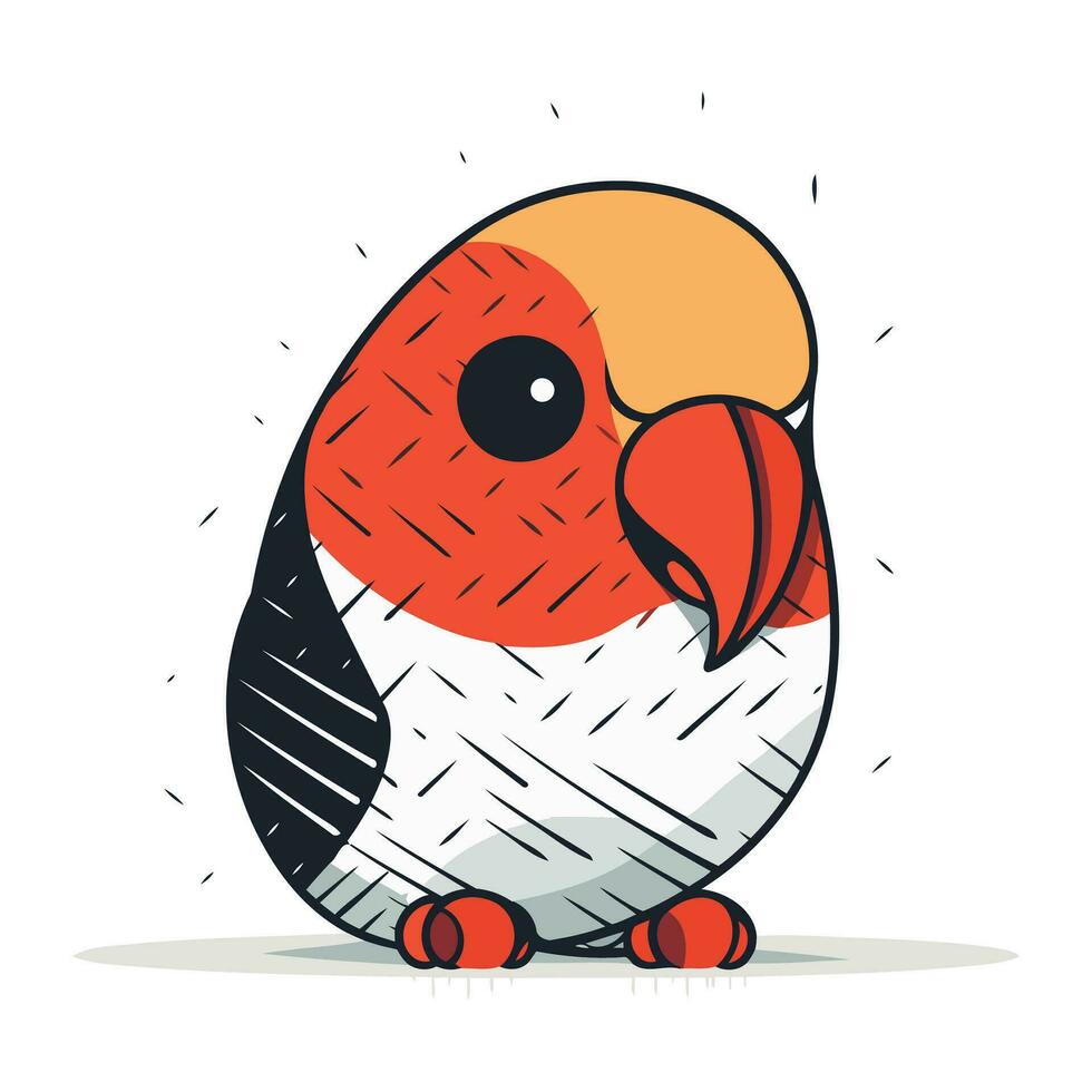 Cute cartoon parrot isolated on white background. Vector illustration.