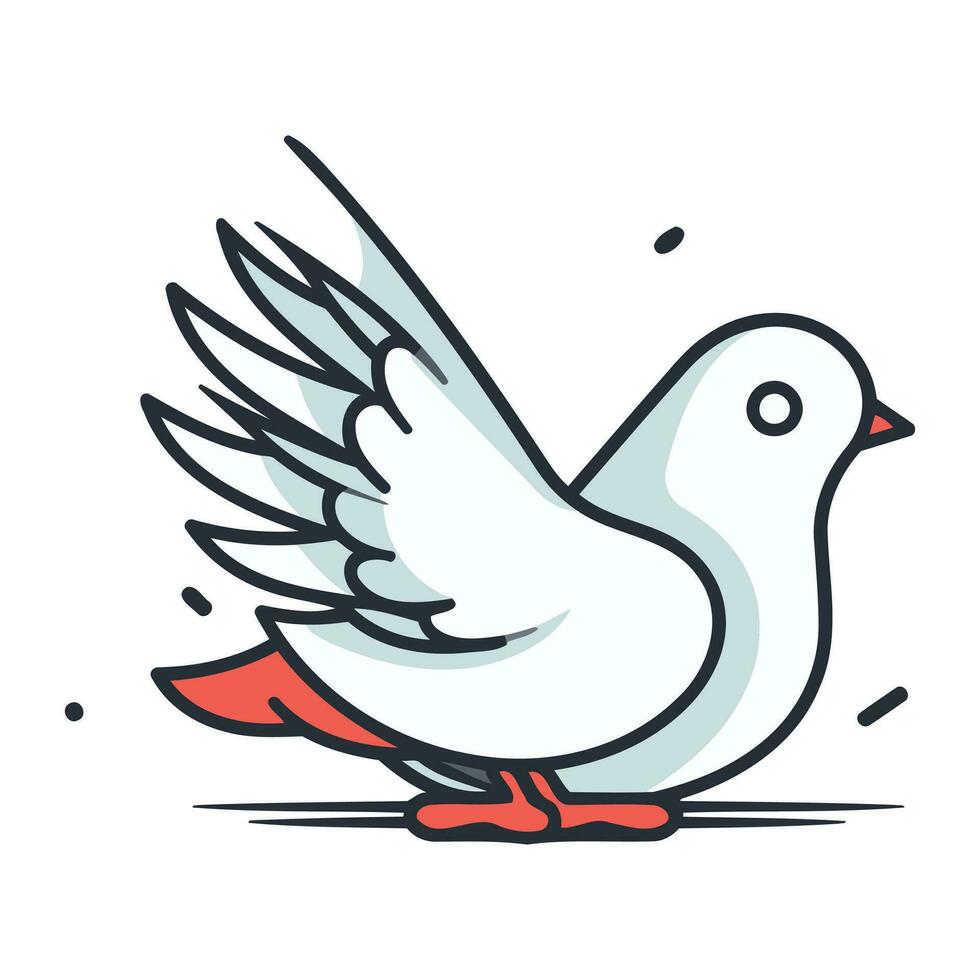 Pigeon flying on white background. Vector illustration in flat style.