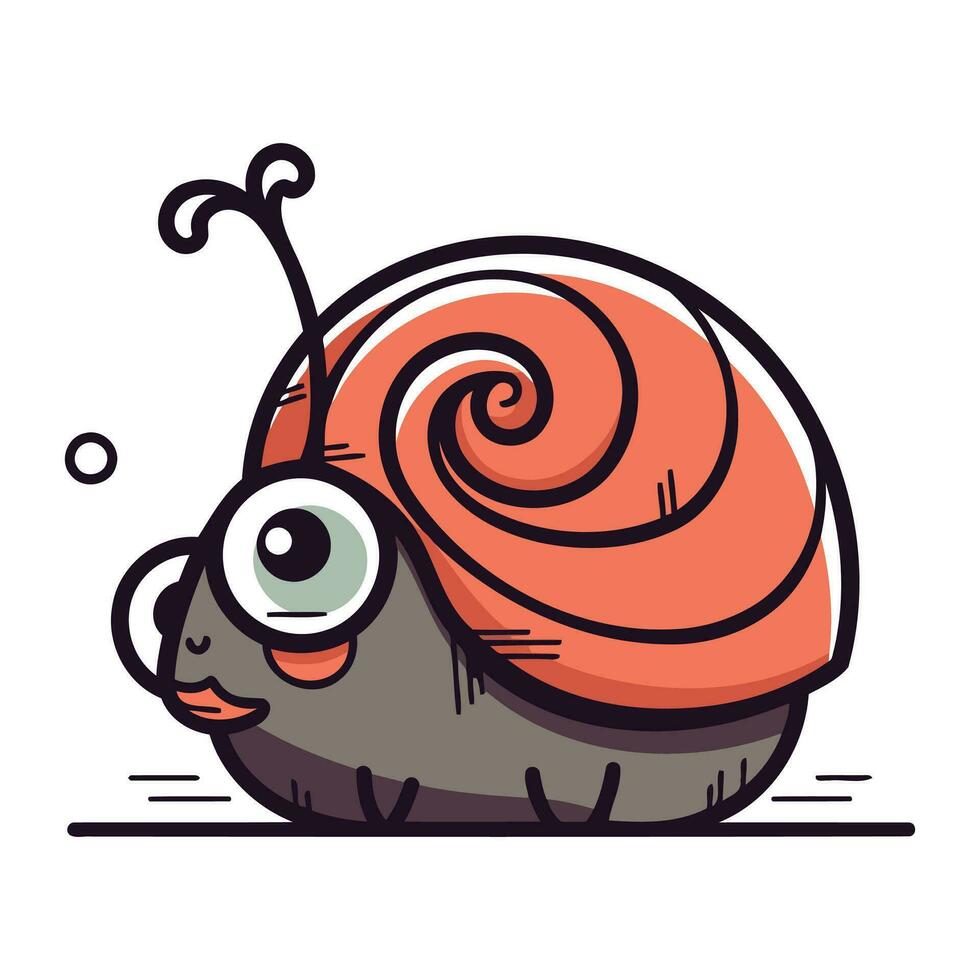 Cute cartoon snail. Vector illustration isolated on a white background.