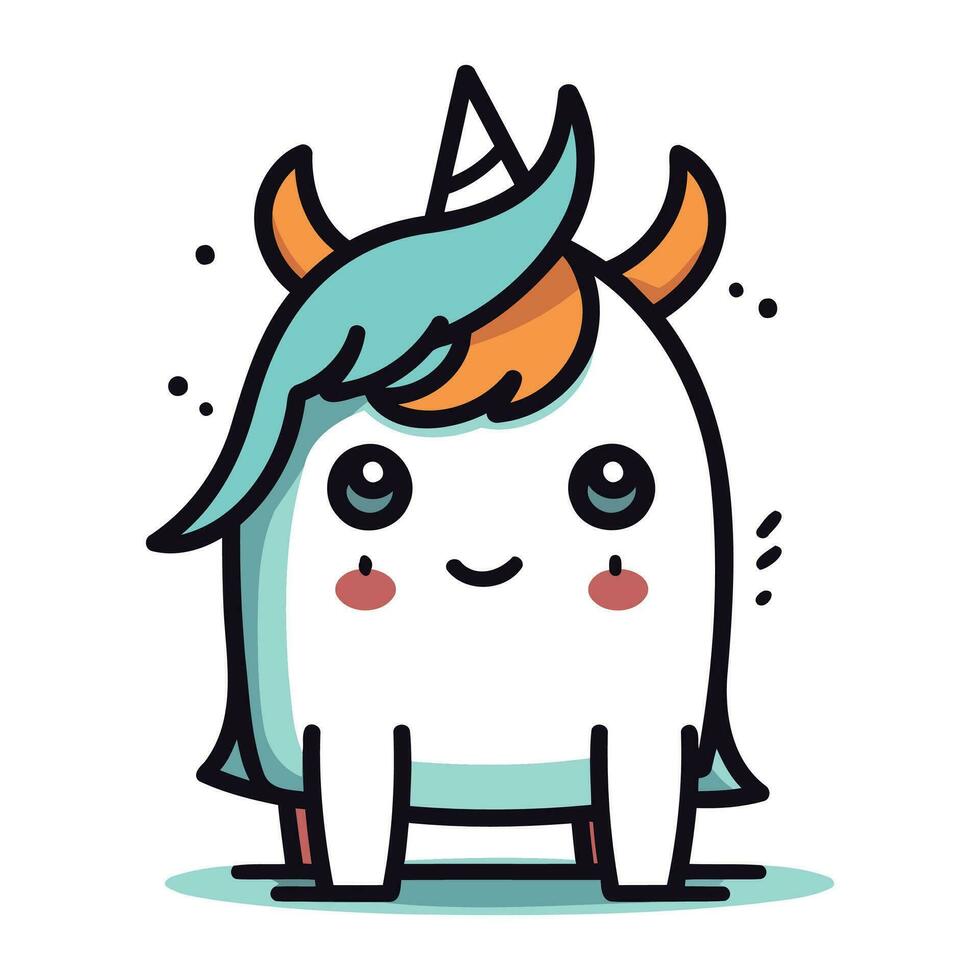 Unicorn cute kawaii character. Vector illustration design.