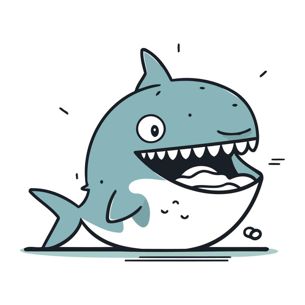 Cute cartoon shark. Vector illustration isolated on a white background.