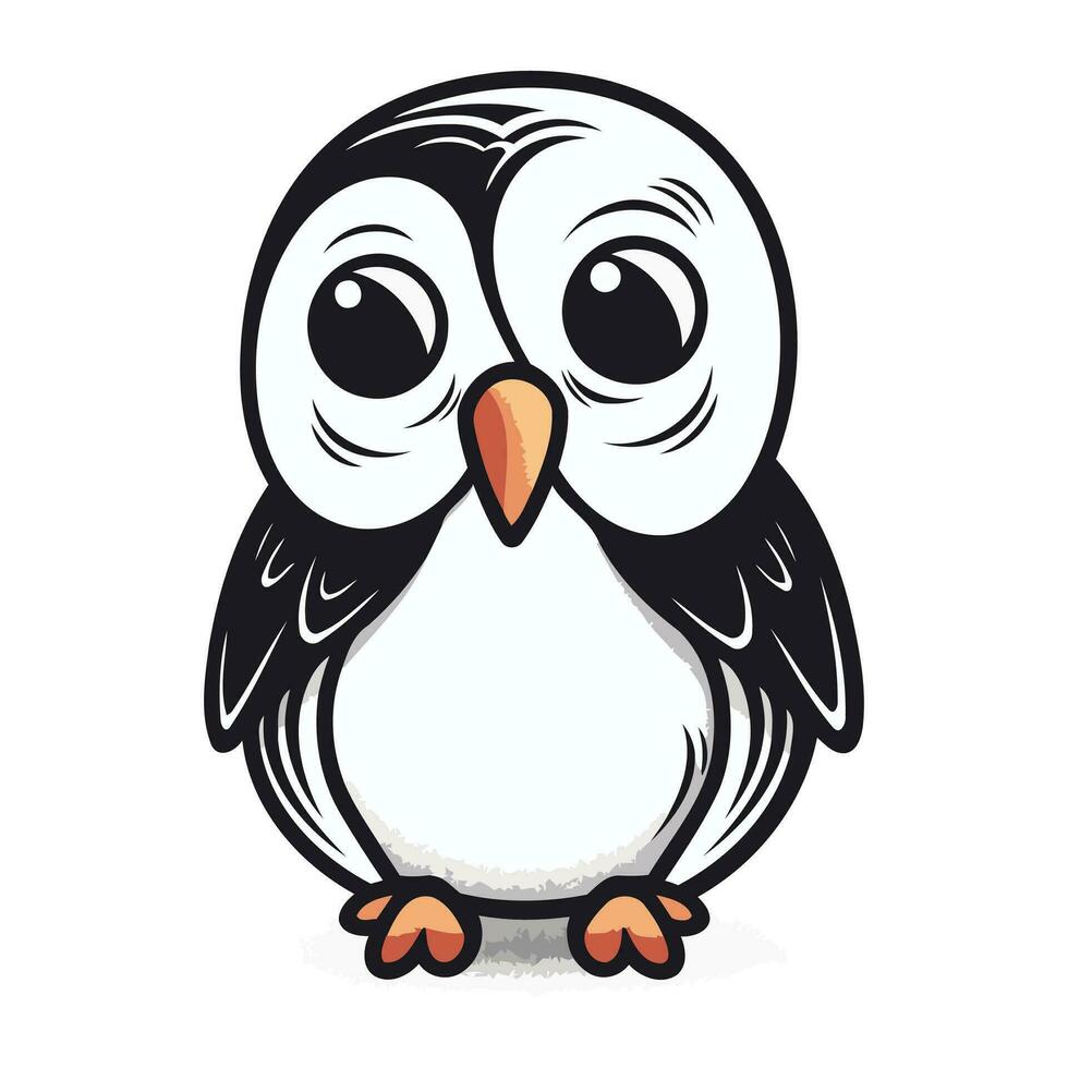 Cute cartoon penguin. Vector illustration isolated on white background.