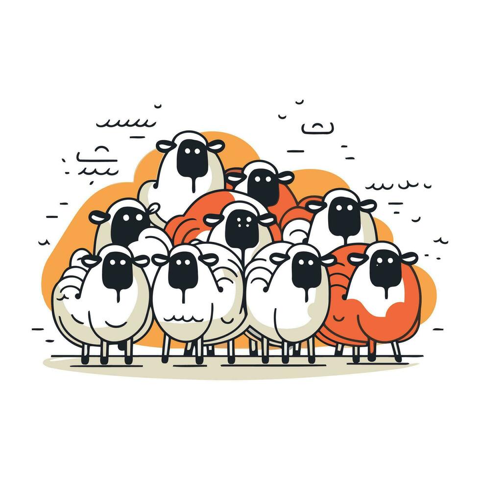 dibujos animados ovejas. vector ilustración. linda granja animales