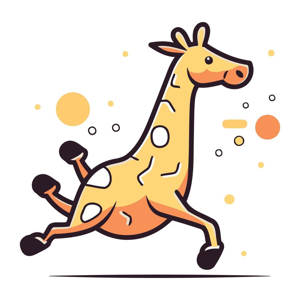 Cute cartoon giraffe running. Vector illustration in flat style