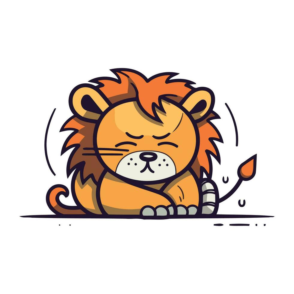 Cute lion vector illustration. Isolated on a white background.