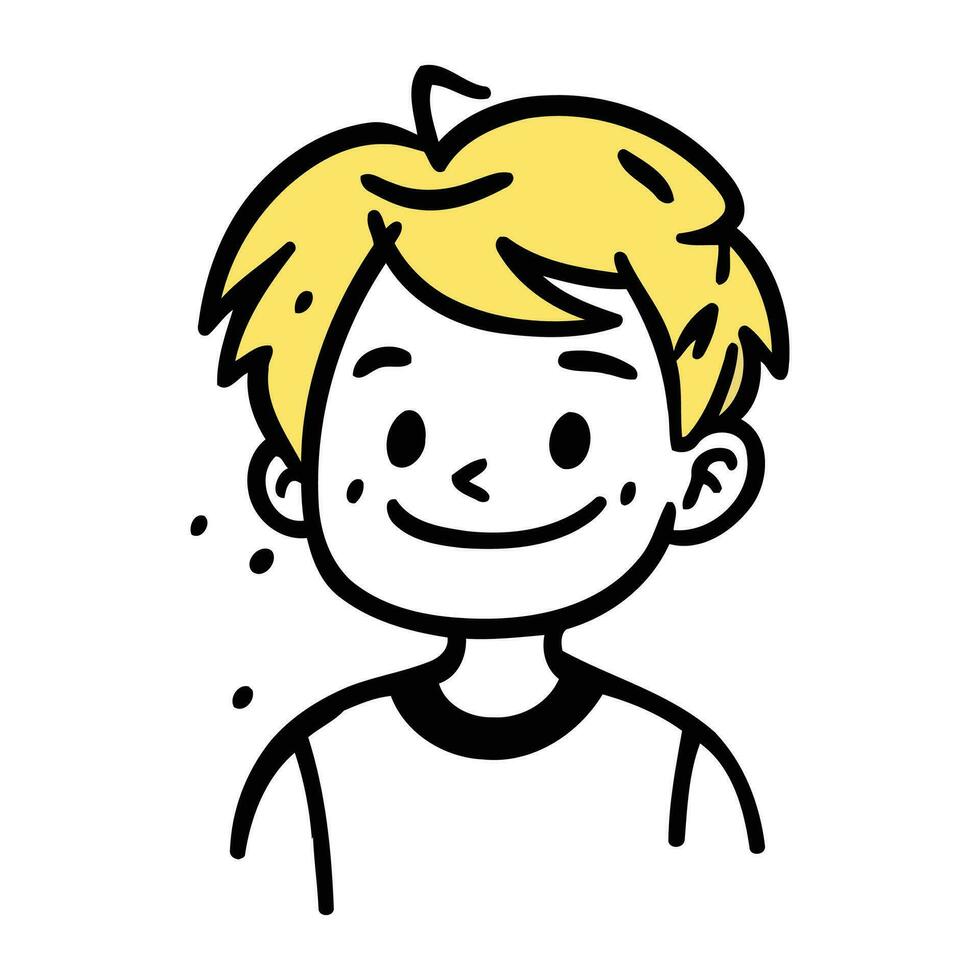 cute boy face cartoon doodle vector illustration hand drawn design