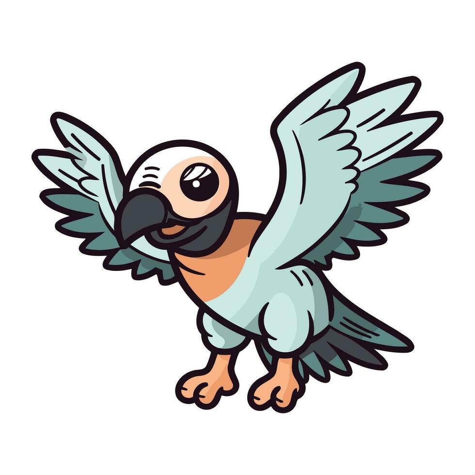 Cute Cartoon Pigeon with Wings. Vector Illustration.