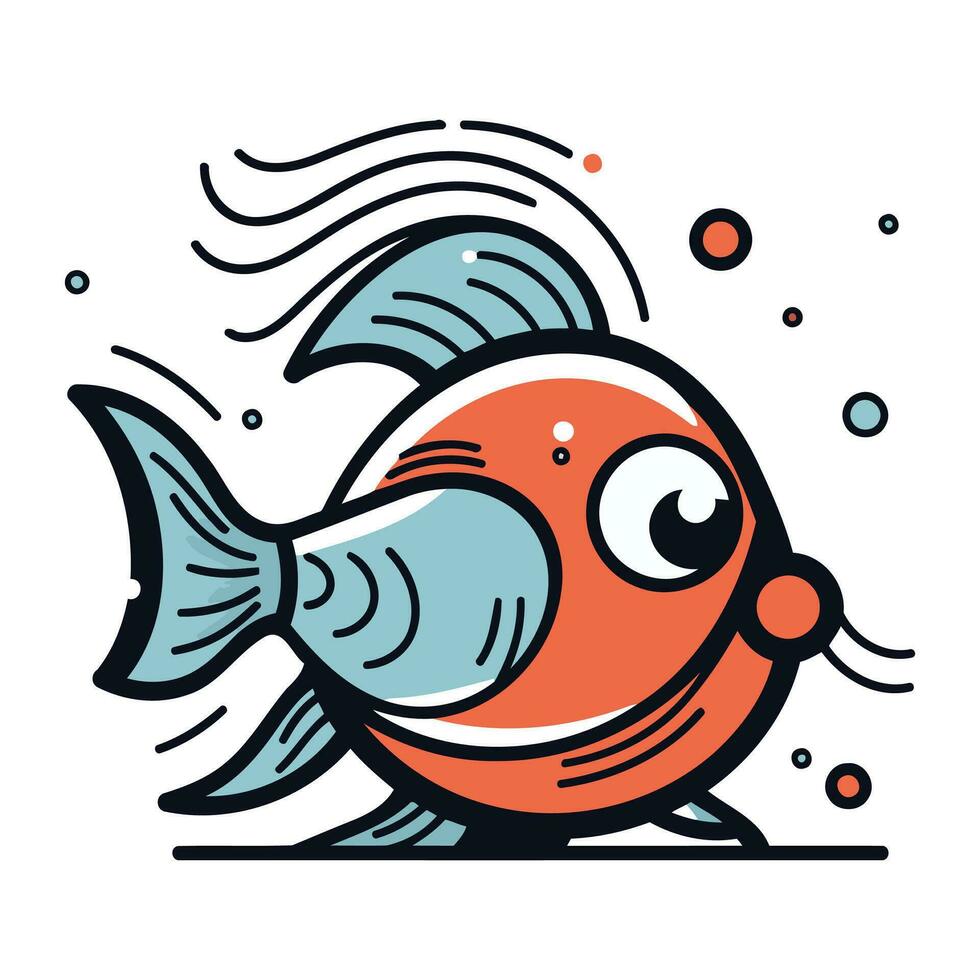 Cute cartoon fish. Vector illustration. Isolated on white background.