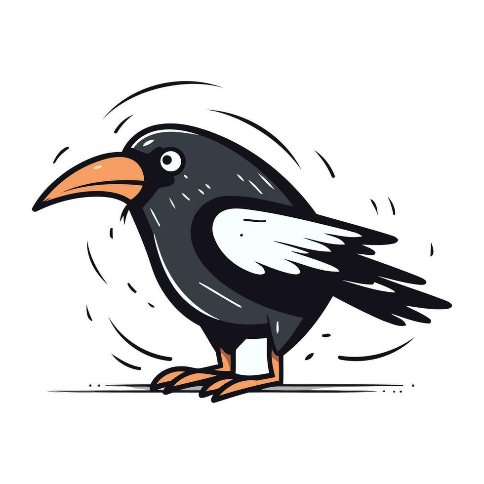 Crow. Vector illustration. Isolated on a white background.