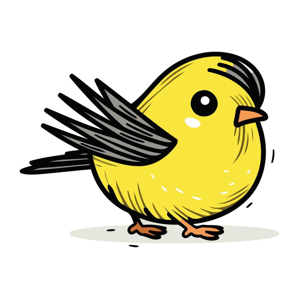 vector ilustración de un linda pequeño amarillo pájaro en un blanco antecedentes.