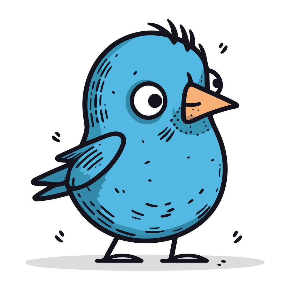 Cute bird cartoon doodle icon. Hand drawn vector illustration.