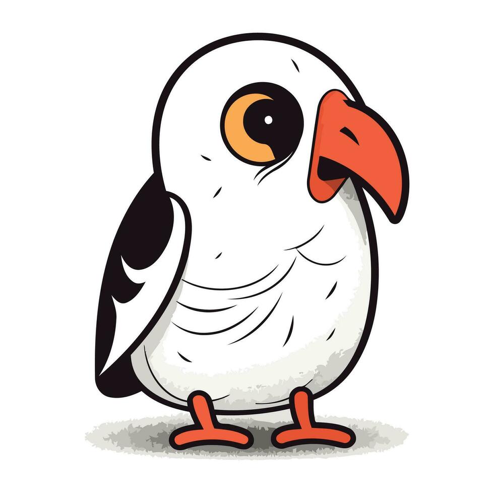 Cute cartoon parrot isolated on white background. Vector illustration.