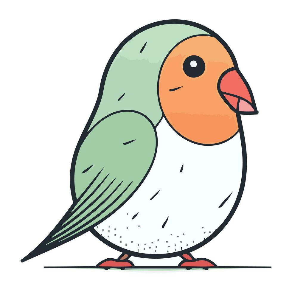 Vector illustration of cute cartoon parrot. Isolated on white background.