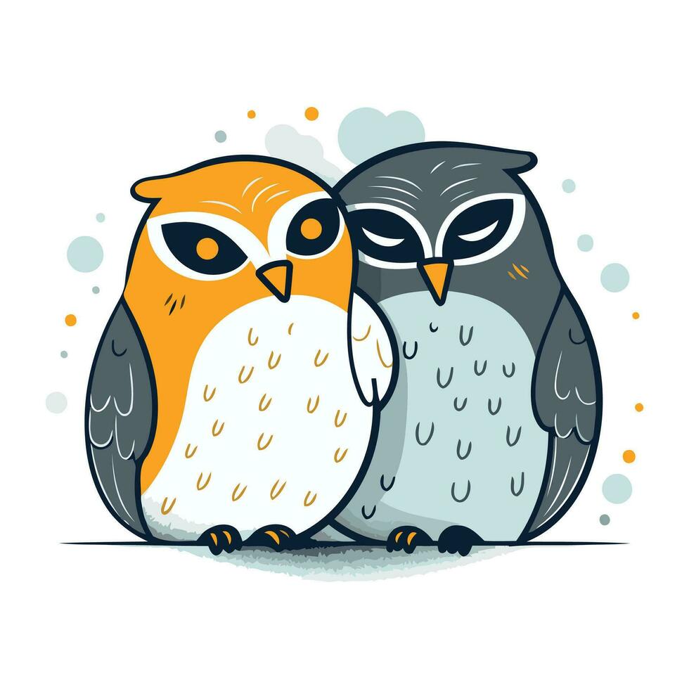 Owls. Vector illustration in cartoon style on white background.