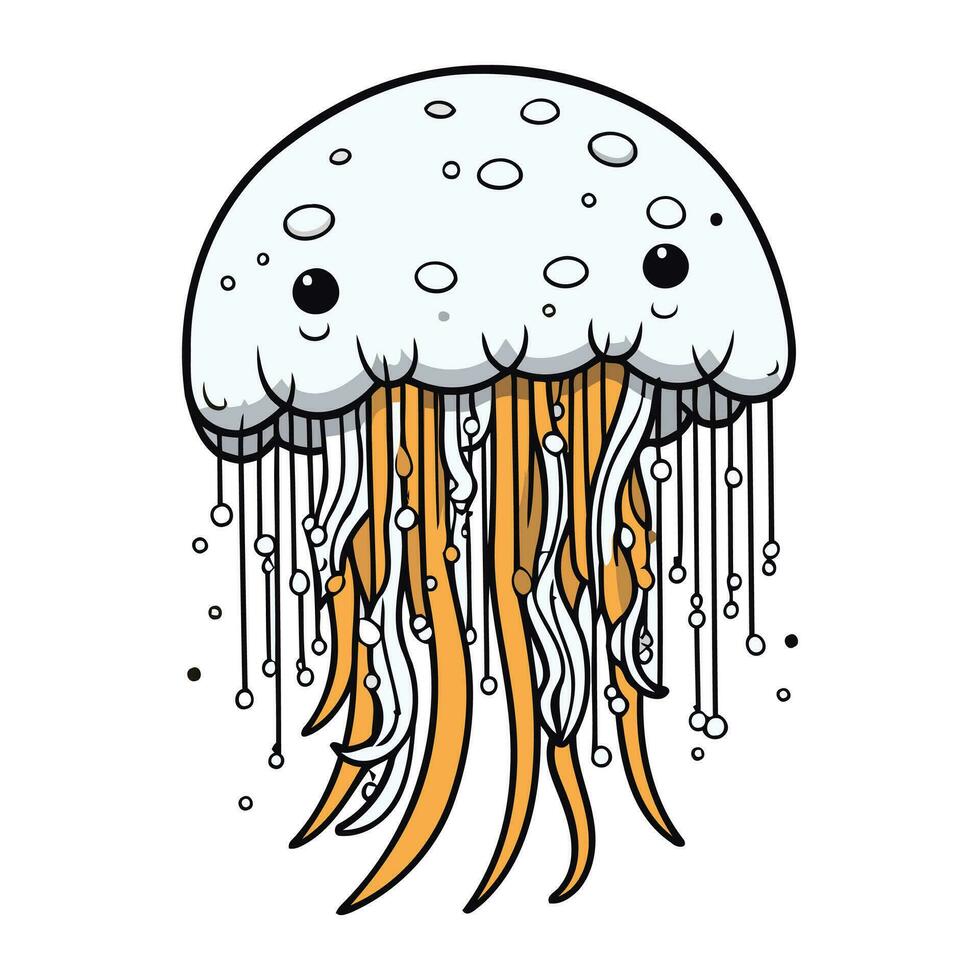 Cartoon jellyfish. Vector illustration. Isolated on white background.