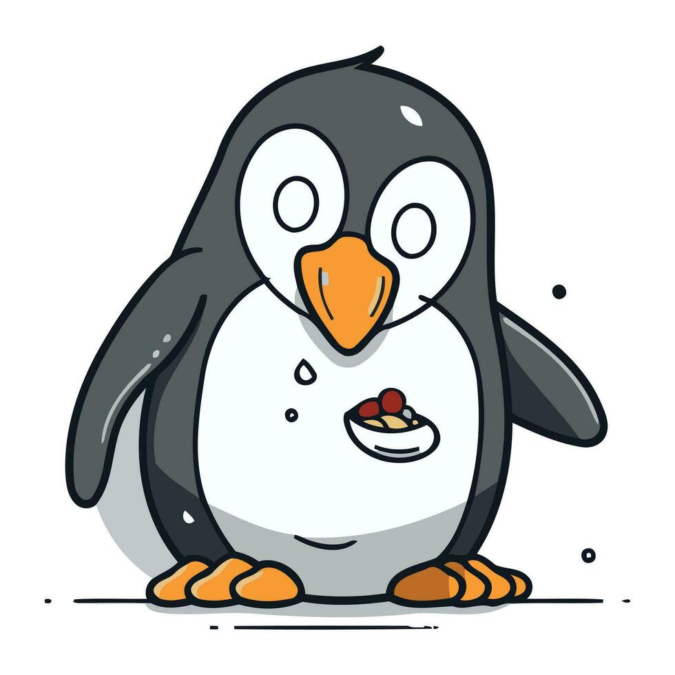 Cute cartoon penguin. Vector illustration of funny penguin.