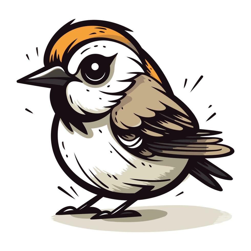 Cartoon sparrow isolated on a white background. Vector illustration.