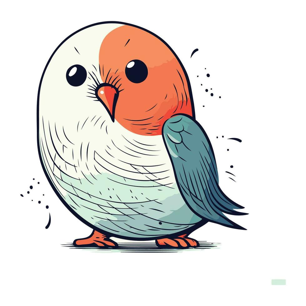 Cute cartoon bird. Vector illustration. Isolated on white background.