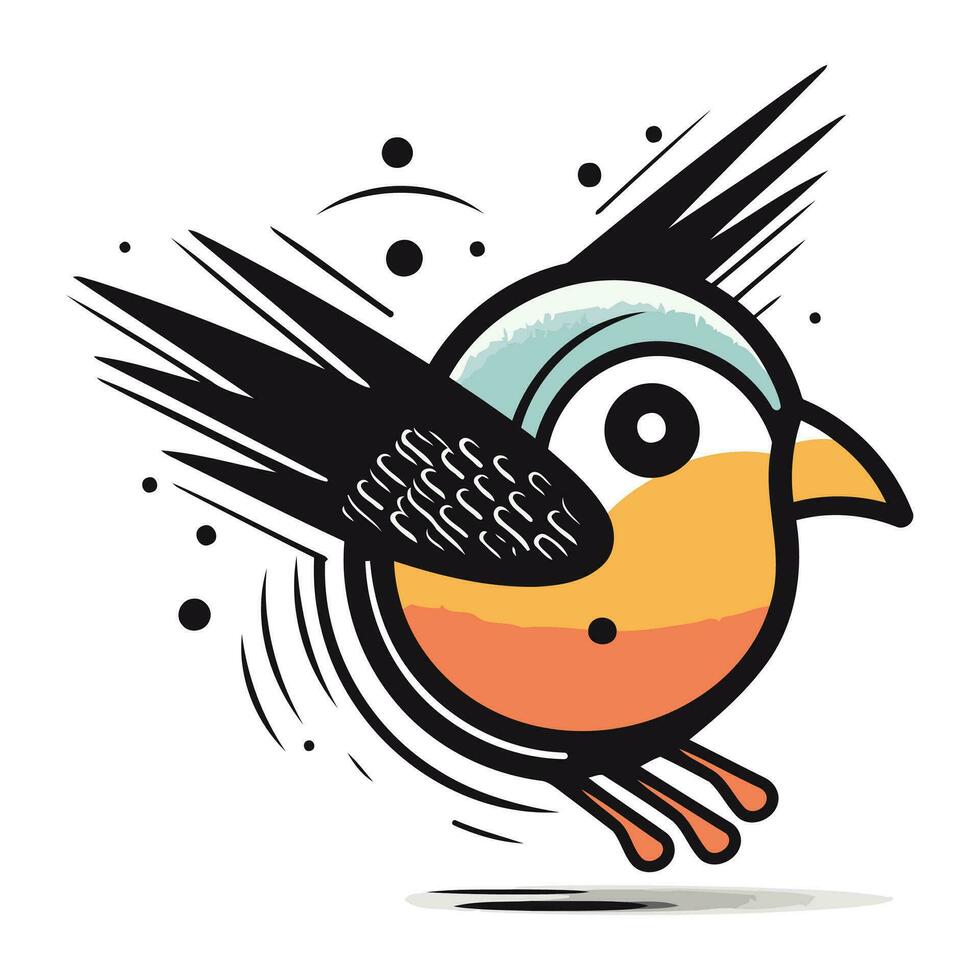 vector ilustración de un linda dibujos animados pájaro en un blanco antecedentes. vector ilustración