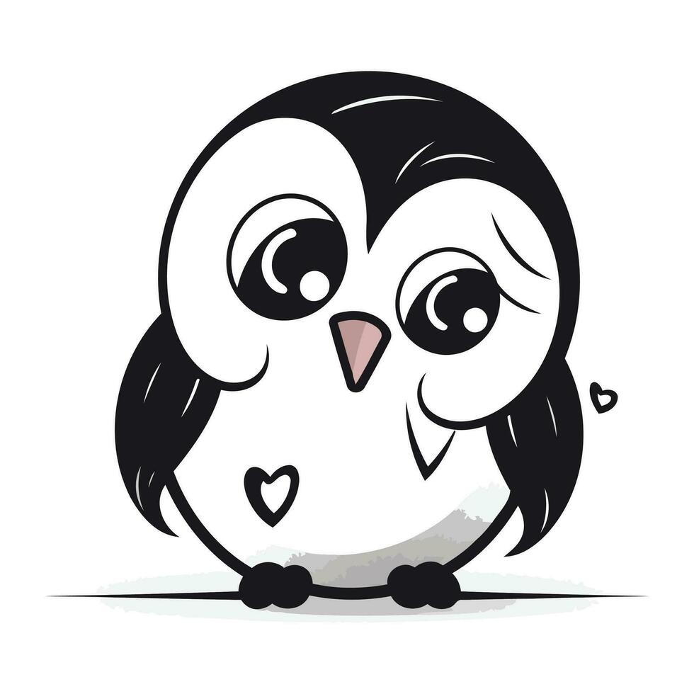 Cute cartoon penguin. Vector illustration isolated on white background.