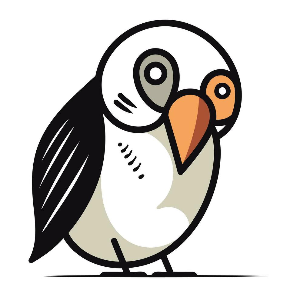 Cute cartoon penguin on a white background. Vector illustration.