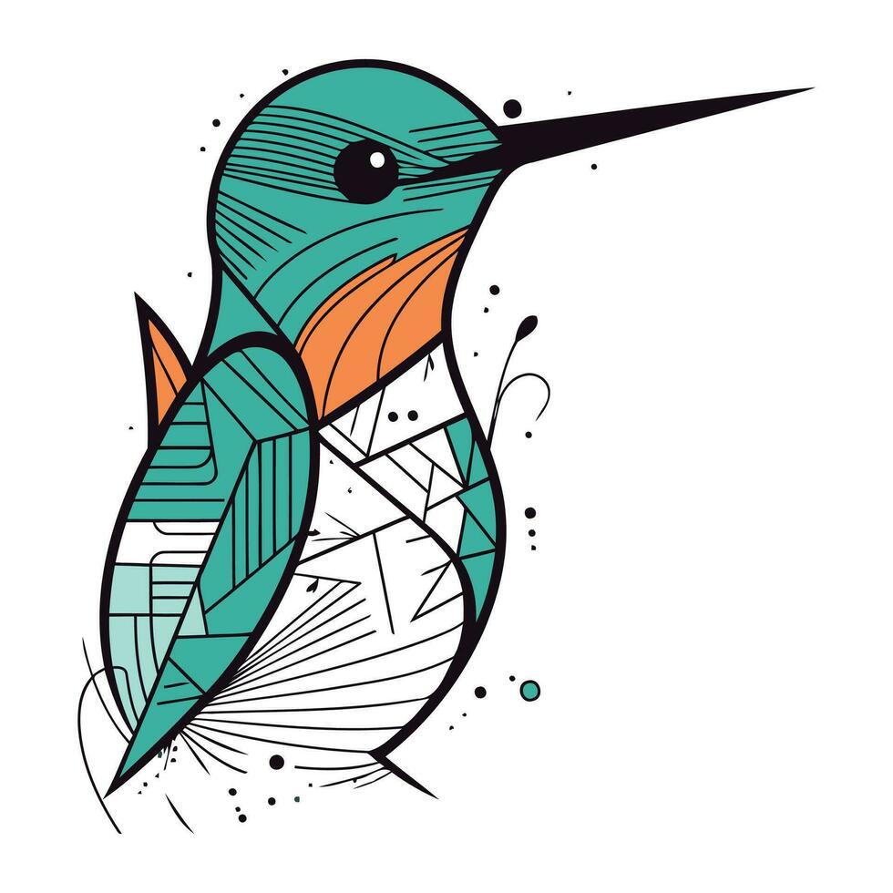 mano dibujado vector ilustración de un colibrí aislado objetos en blanco antecedentes.