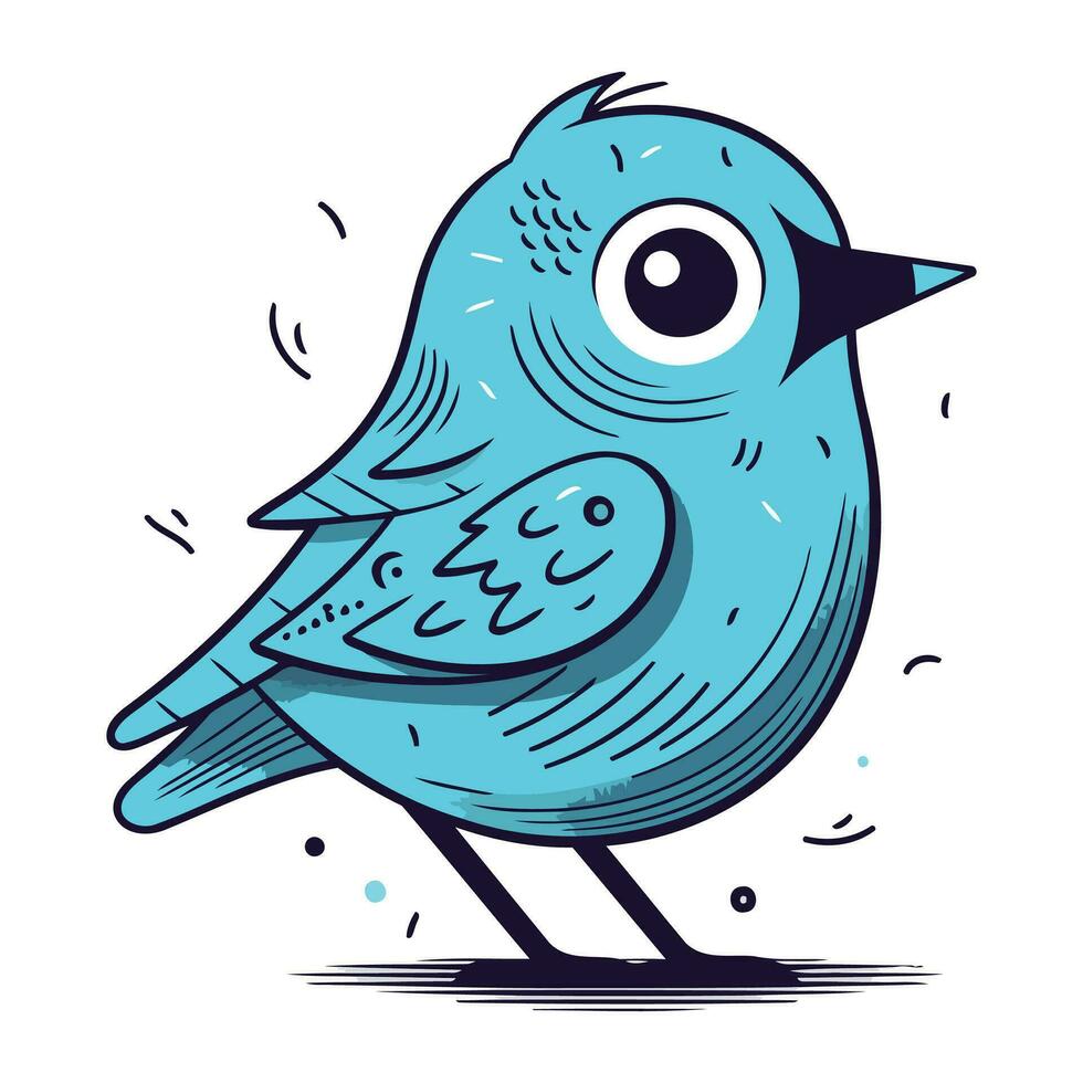 Blue bird on a white background. Vector illustration of a bird.