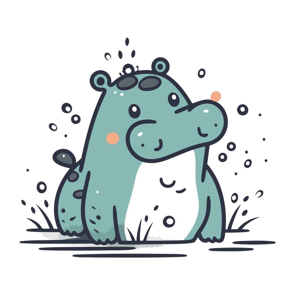 Hippopotamus. Vector illustration of a cartoon hippo.