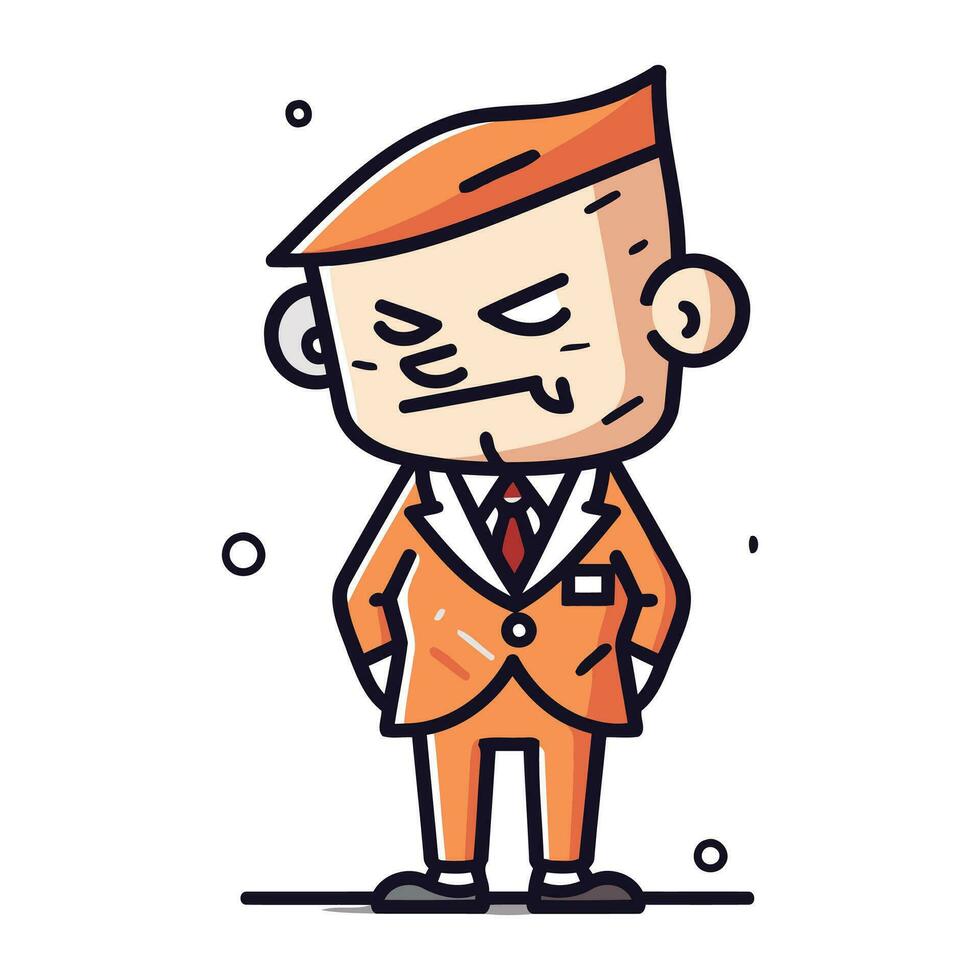 vector ilustración de empresario dibujos animados personaje en negocio traje en pie en línea Arte estilo.