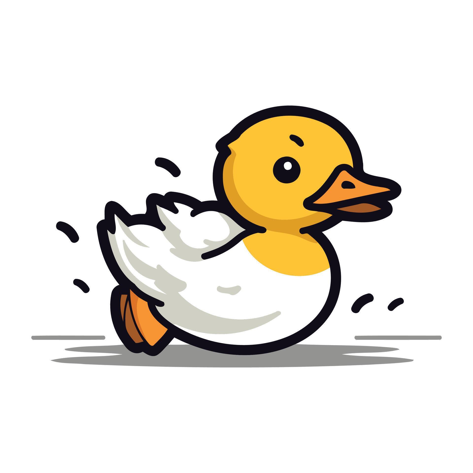 Duck running in the air. Vector illustration on white background