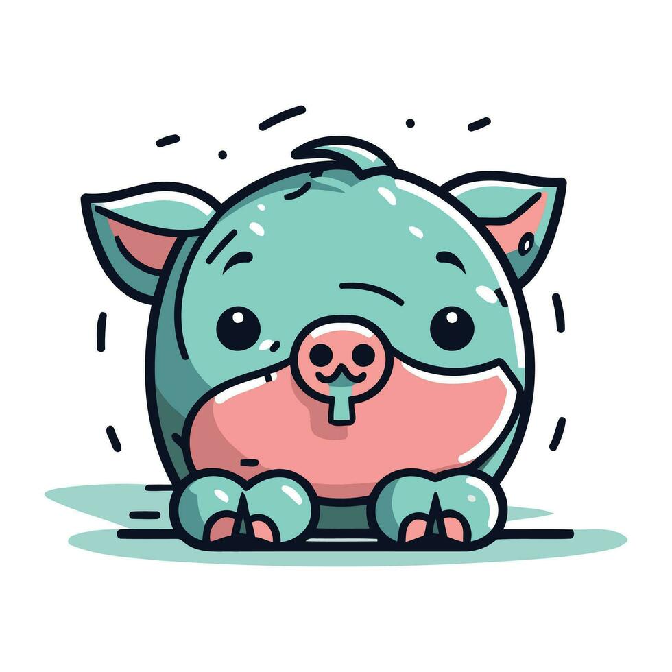 Cute pig cartoon vector illustration. Cute pig character design.