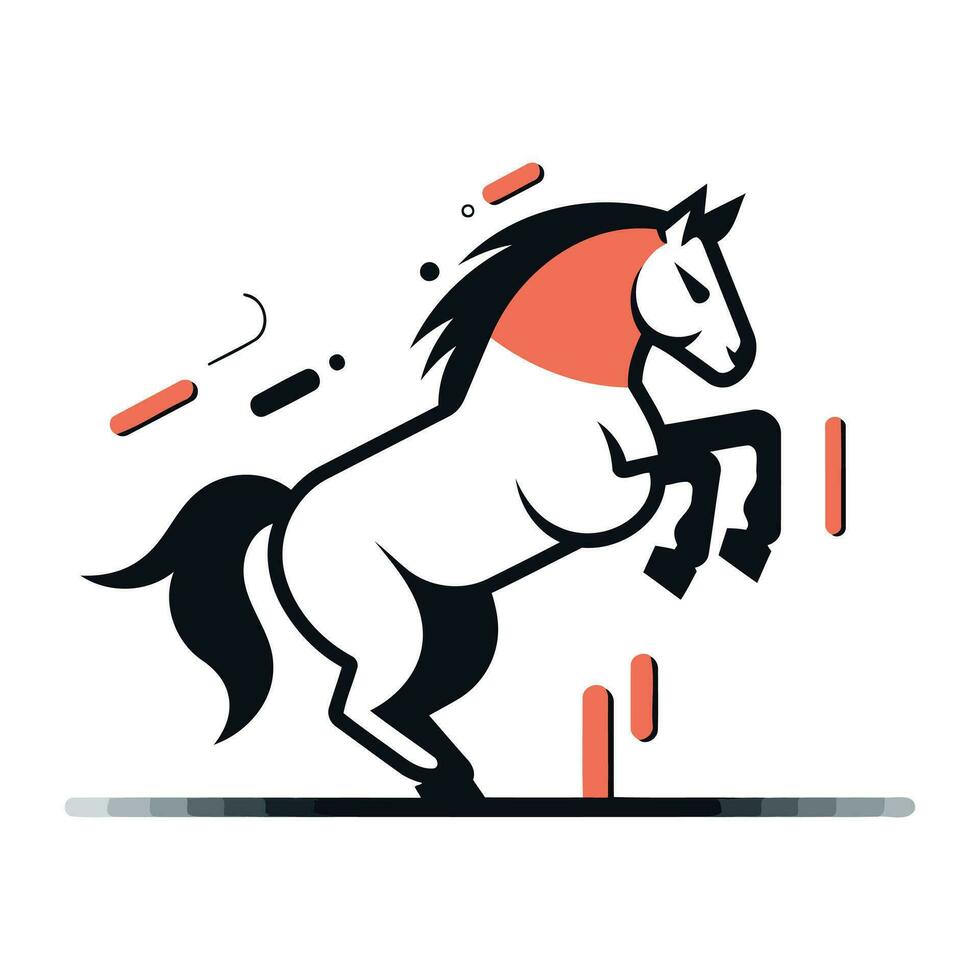 Running horse. Vector illustration in flat style. Isolated on white background.