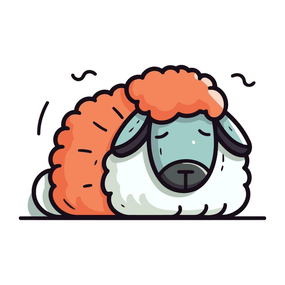 Sheep cartoon character. Cute farm animal. Vector illustration.