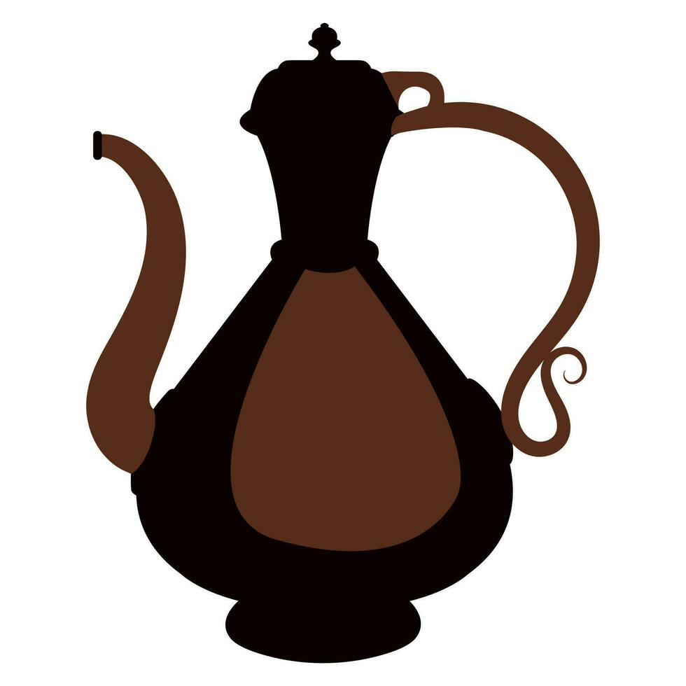 vintage jug by coffe color shape in flat style by silhouette vector