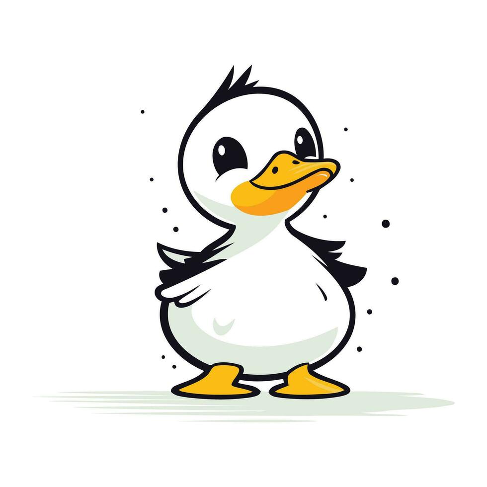 Cute cartoon duck isolated on a white background. Vector illustration.