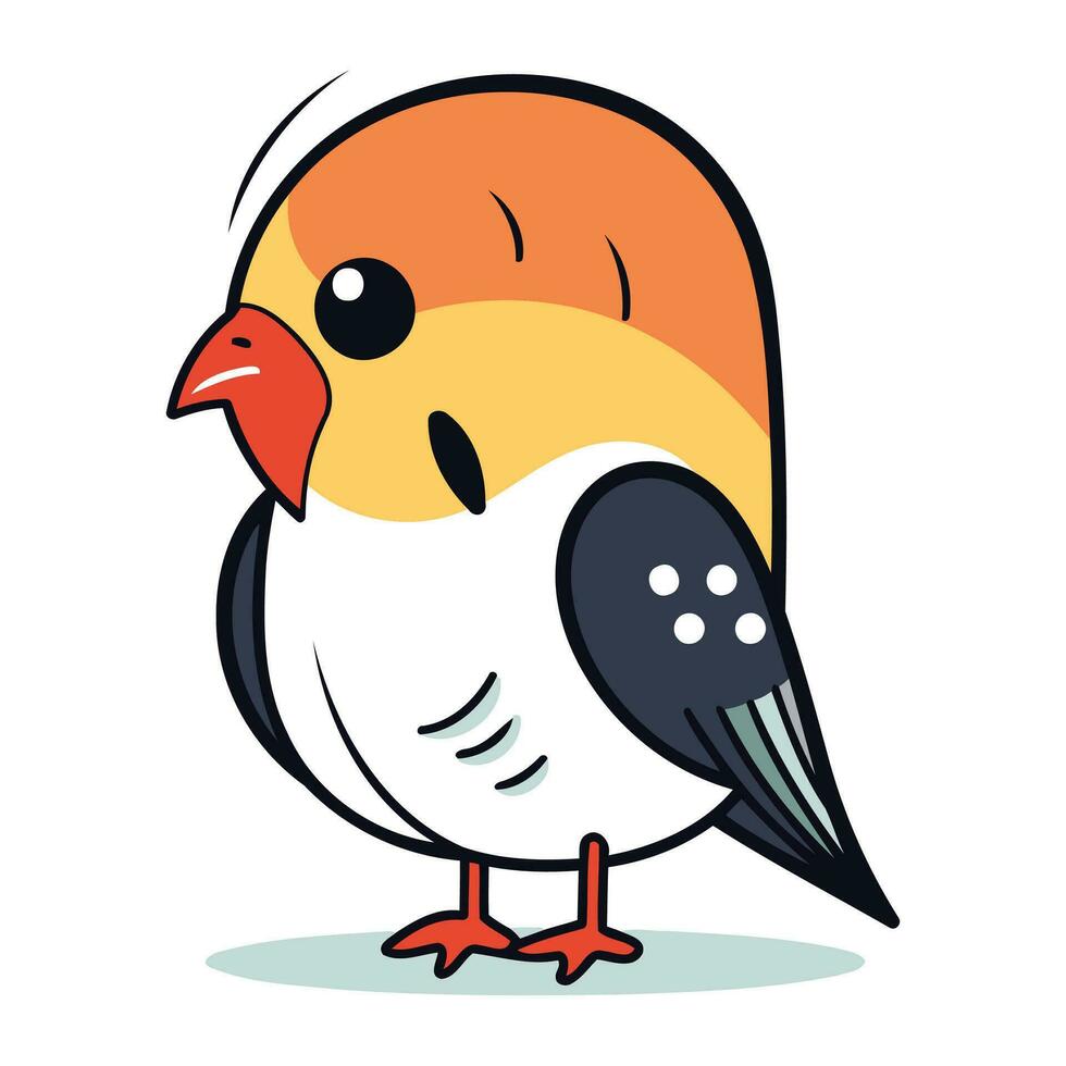 Cute cartoon bird isolated on a white background. Vector illustration.