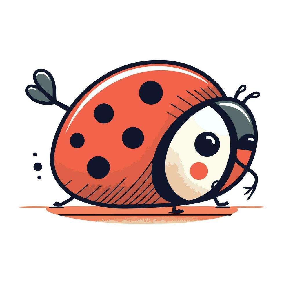 Cartoon ladybug isolated on white background. Cute colorful vector illustration.