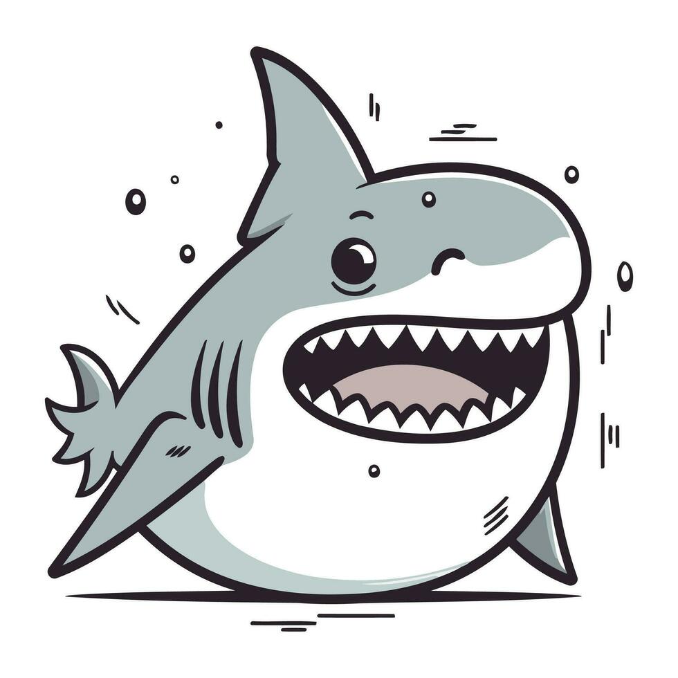 Shark cartoon vector illustration. Funny shark character. Shark vector illustration.