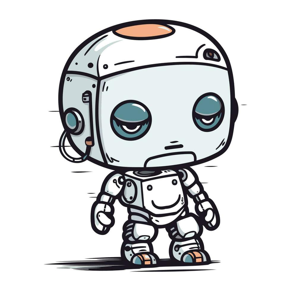 Cute cartoon robot. Vector illustration of a cute little robot.