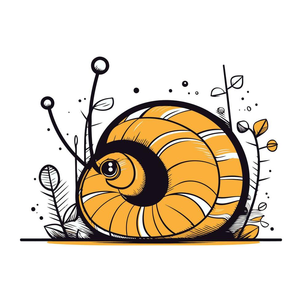 Illustration of a snail on a white background. Vector illustration.