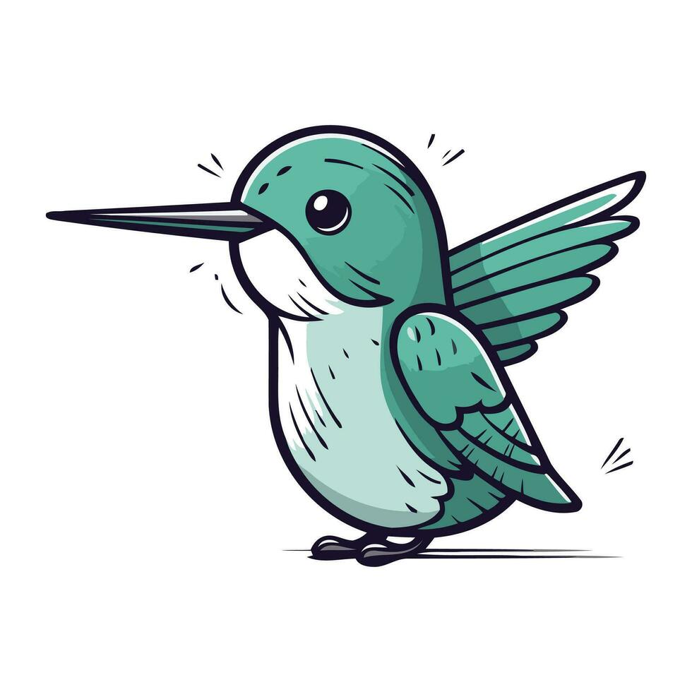 linda dibujos animados colibrí vector ilustración aislado en blanco antecedentes.