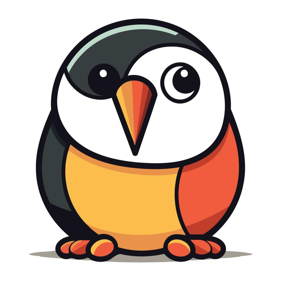 Cute cartoon penguin on a white background. Vector illustration.