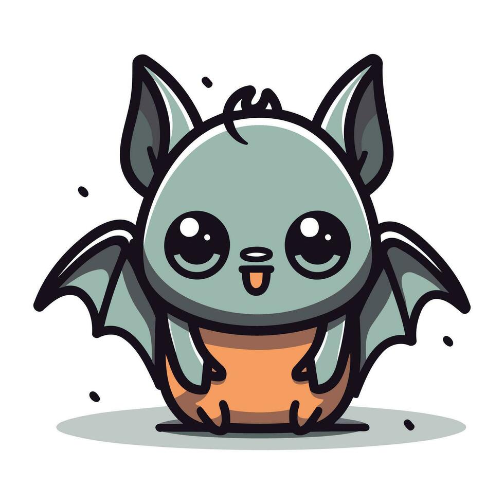 Cute Bat Cartoon Character Mascot Character Vector Illustration.