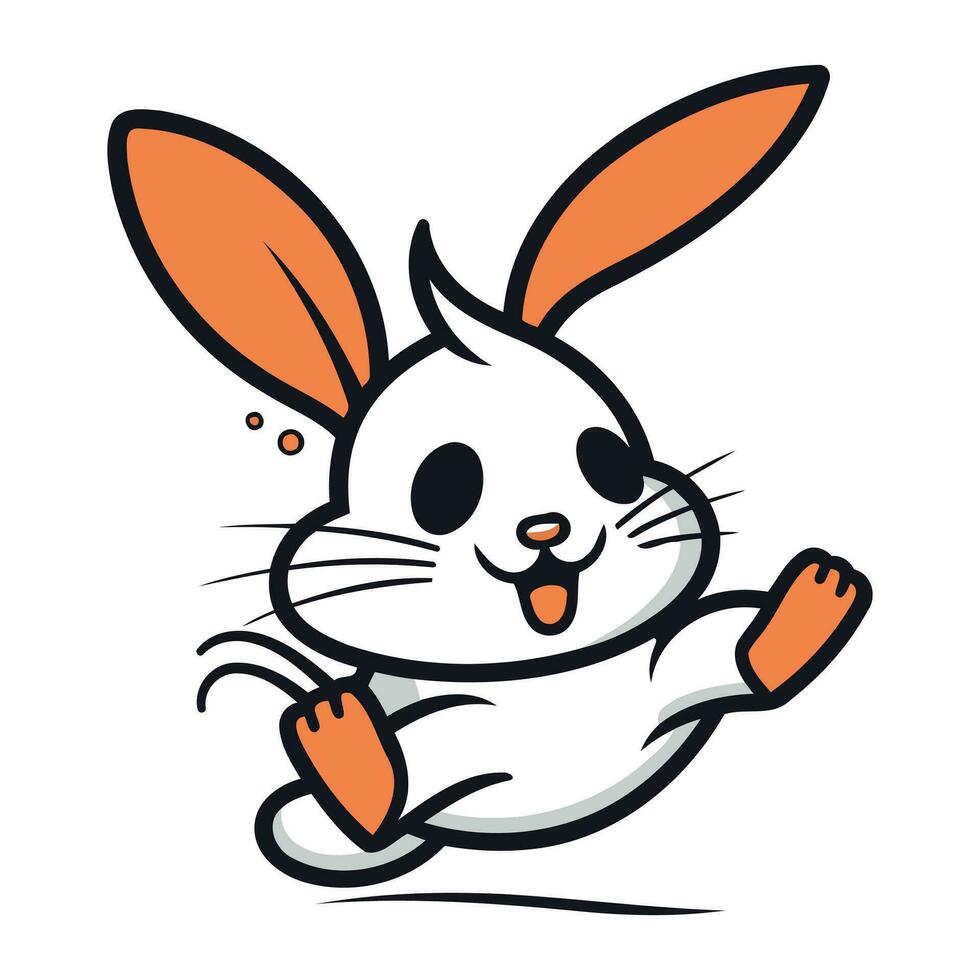 Cute cartoon rabbit. Vector illustration isolated on a white background.