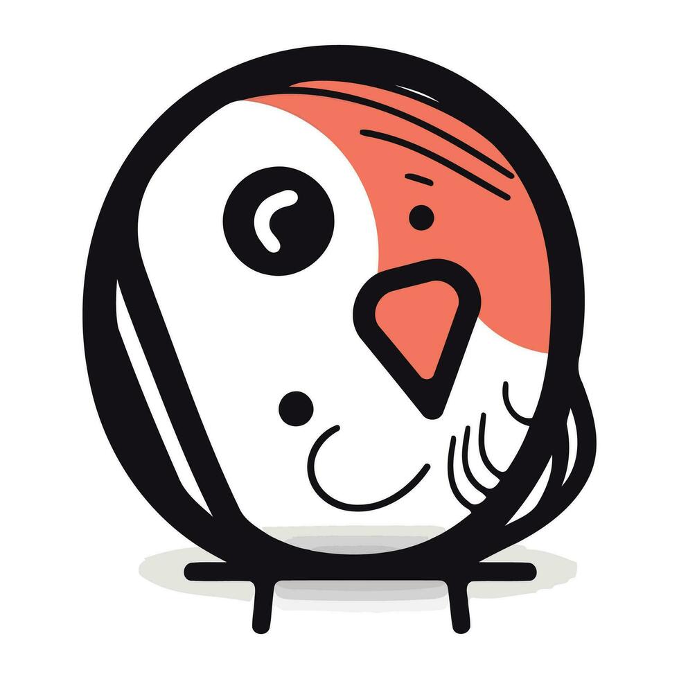 Cute penguin vector illustration in doodle style. Cute cartoon penguin.