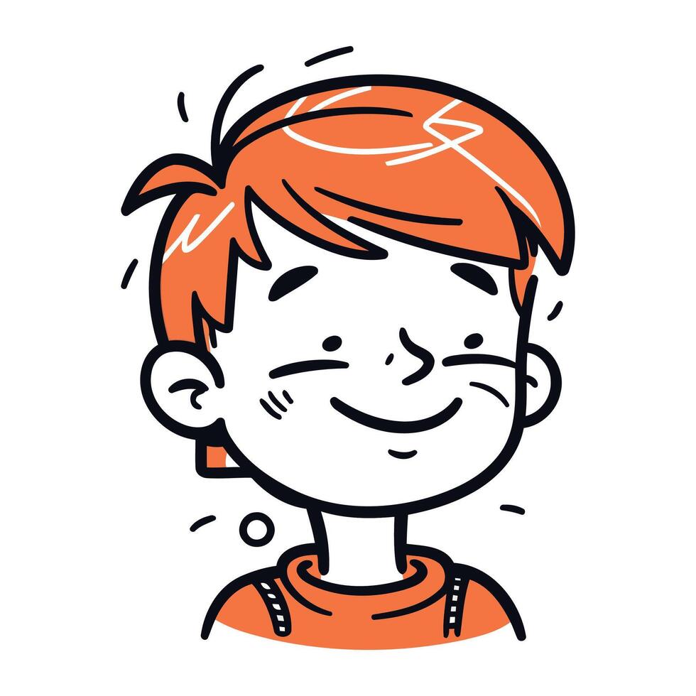 sonriente chico con rojo pelo y pecas vector ilustración.